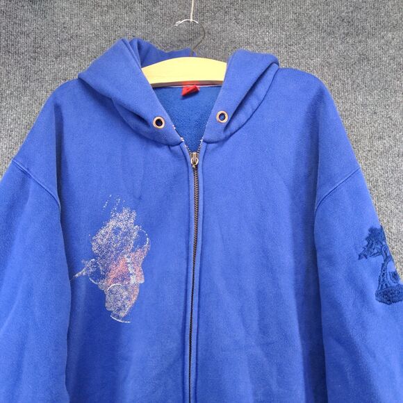 Ciano Farmer Men's Full Zip Hoodie Sweatshirt 3XL Long Sleeve Blue Embroidered - Picture 3 of 15